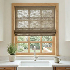 Custom Semi-Blackout Dark Taupe Roman Shades-DRAPERYUSA