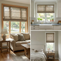 Custom Semi-Blackout Dark Taupe Roman Shades-DRAPERYUSA
