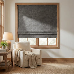 Custom 100% Blackout Textured Roman Shades