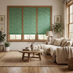 Custom 100% Blackout Cordless Grass Green Roman Shades-DRAPERYUSA
