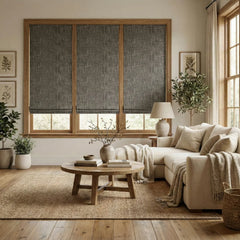 Custom 100% Blackout Cordless Beige Gray Roman Shades-DRAPERYUSA