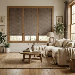 Custom 100% Blackout Cordless Coffee Brown Roman Shades-DRAPERYUSA