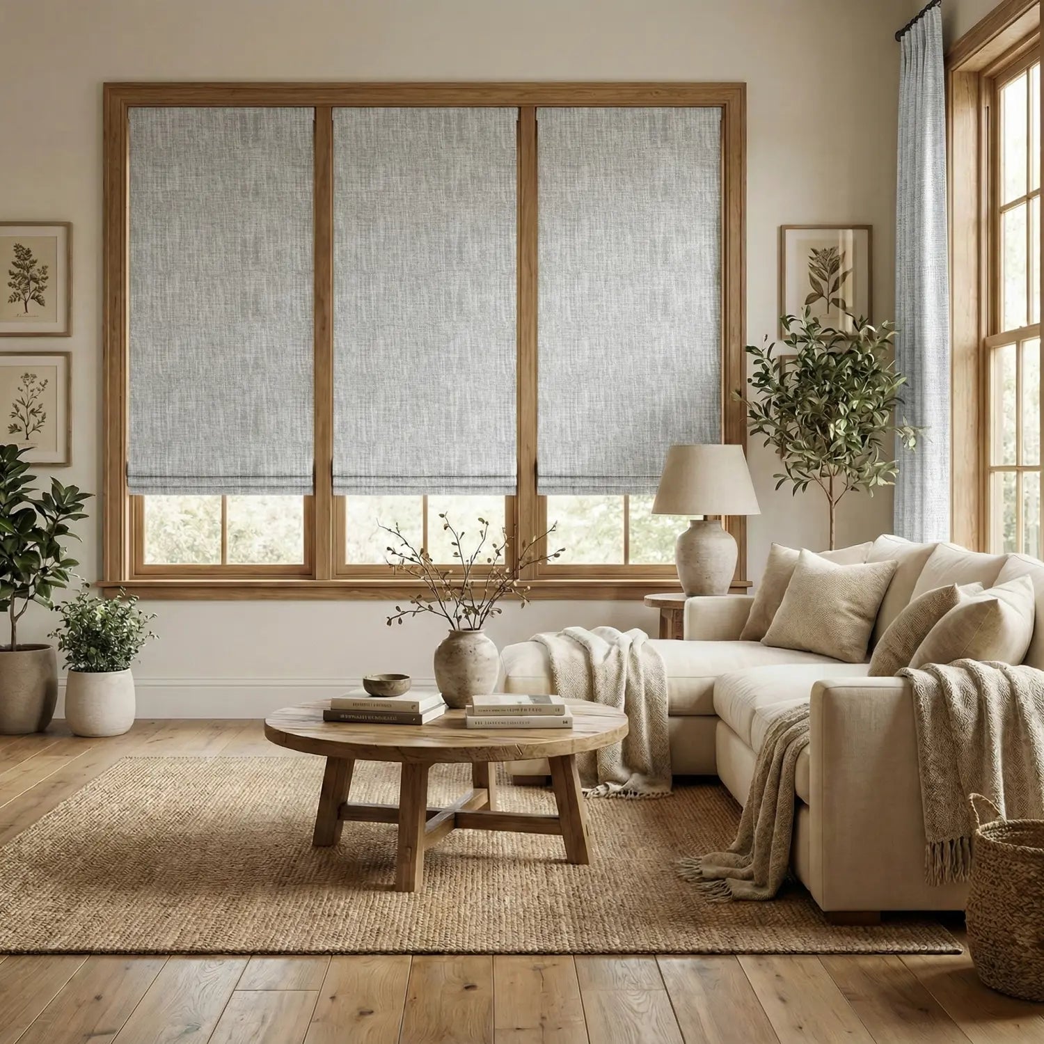 Custom 100% Blackout Cordless Light Gray Roman Shades-DRAPERYUSA