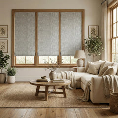 Custom 100% Blackout Cordless Sky Gray Roman Shades-DRAPERYUSA