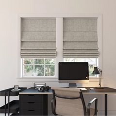 Custom Linen 100% Blackout Roman Shades