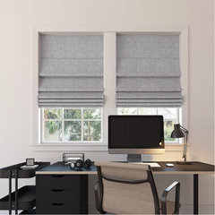 Custom Linen 100% Blackout Roman Shades