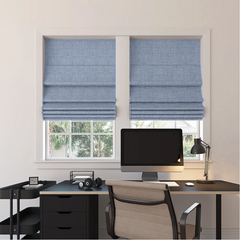 Custom Linen 100% Blackout Roman Shades