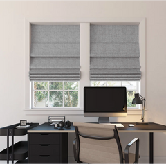 Custom Linen 100% Blackout Roman Shades