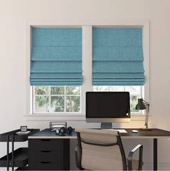 Custom Linen 100% Blackout Roman Shades