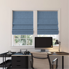 Custom Linen 100% Blackout Roman Shades